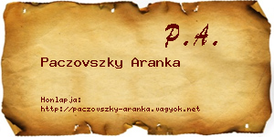 Paczovszky Aranka névjegykártya