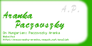 aranka paczovszky business card